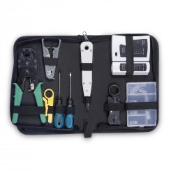 Набор инструментов (инструмент обжимной, инструмент для заделки витой пары , зачистки, отвертки, тестер, коннекторы ) Набор инструментов (инструмент обжимной, инструмент для заделки витой пары , зачистки, отвертки, тестер, коннекторы )