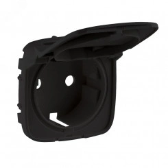 Valena ALLURE Лицевая панель розетки 2К+З с крышкой Антрацит Valena ALLURE Лицевая панель розетки 2К+З с крышкой Антрацит