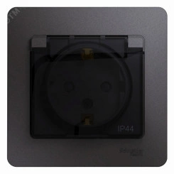 GLOSSA розетка с заземлением со шторками с крышкой в сборе IP44 графит GLOSSA розетка с заземлением со шторками с крышкой в сборе IP44 графит