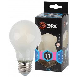 Лампа светодиодная филаментная F-LED A60-11W-840-E27 frost (филамент, груша мат., 11Вт, нейтр, Е27) ЭРА (10/100/1200) ЭРА