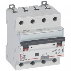Выключатель автоматический дифференциального тока DX3 4П C10А 300MА-А