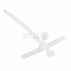 Хомут-стяжкa нейлоновая с дюбелем 150x8 мм, диаметр 8 мм, белая, упаковка 50 шт