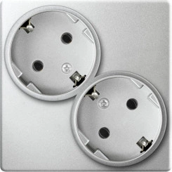 Розетка двойная с заземлением Schuko 2х2Р+Е 16A 250В~ цвета алюминий S24 Harmonie Розетка двойная с заземлением Schuko 2х2Р+Е 16A 250В~ цвета алюминий S24 Harmonie