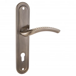 Ручка на планке под замок и цилиндровый механизм (комплект), АЛЛЮР 132-1 85мм AB старая бронза