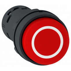 Кнопка 22мм красная выступающая толкатель с маркировкой О