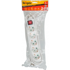 Удлинитель бытовой с выключателем 5 розеток шнур 3м с заземлением Удлинитель бытовой с выключателем 5 розеток шнур 3м с заземлением