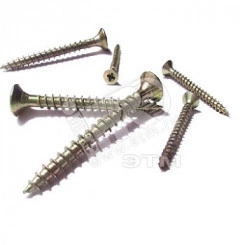 Шуруп универсальный 6х40 потайная головка, остроконечный, желтопассивированный (100шт) - коробка