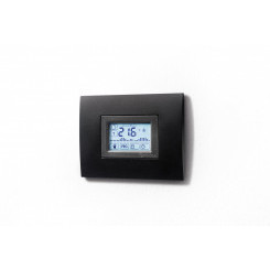 Термостат комнатный цифровой недельный таймер сенсорный экран питание 3В DС 1СО 5А монтаж в настенные коробки (3-модуля)  стандартное обрамление черный (1 шт)