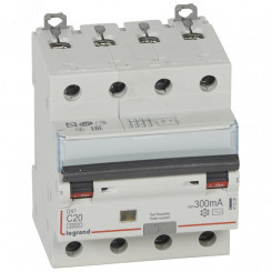 Выключатель автоматический дифференциального тока DX3 4П C20А 300MА-АC