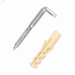 Крюк-шуруп L-образный 6х65 оцинкованный, прямой шлиц (2 шт.) Крюк-шуруп L-образный 6х65 оцинкованный, прямой шлиц (2 шт.)