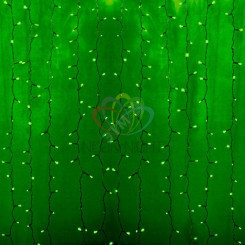 Гирлянда профессиональная Светодиодный Дождь 2х3м постоянное свечение прозрачный провод 220В зеленый