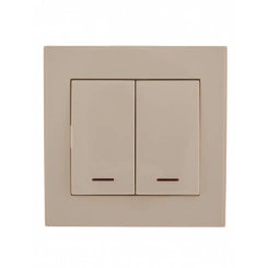 Выключатель RAIN двойной с подсветкой крем