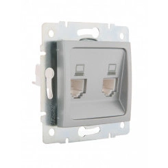 KARINA Розетка компьютерная двойная матовое серебро (10шт/120шт) KARINA Розетка компьютерная двойная матовое серебро (10шт/120шт)