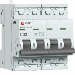 Автоматический выключатель 4P 32А (C) 6кА ВА 47-63N EKF PROxima