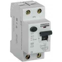 Выключатель дифференциального тока (УЗО) ВД1-63 2Р32А 100мА GENERICA