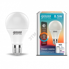Лампа светодиодная умная LED 8.5 Вт 806 Лм 2700-6500К E27 A60 изм.цвет.темп.+диммирование управление по Wi-Fi Smart Home Gauss