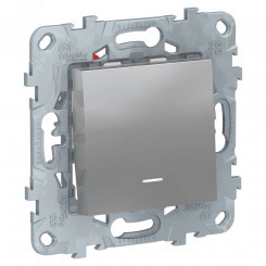 Переключатель UNICA NEW одноклавишный перекрестный с подсветкой,схема 7а алюминий