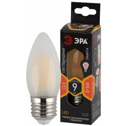 Лампа светодиодная F-LED B35-9w-827-E27 frost  (филамент, свеча мат, 9Вт, тепл, E27) (10/100/1000) ЭРА
