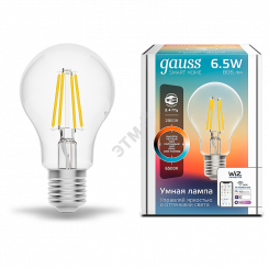 Лампа светодиодная умная LED 6.5 Вт 806 Лм 2000-6500К E27 А60 изм.цвет.темп.+дим. управление по Wi-Fi Smart Home Filament Gauss