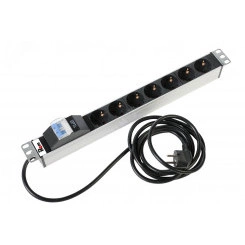 Блок розеток Rem-16 автомат 16A 7 Schuko 19' шнур 3 м