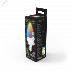 Лампа светодиодная LED 6 Вт RGB Вт+димирование E14 Свеча Black Gauss Лампа светодиодная LED 6 Вт RGB Вт+димирование E14 Свеча Black Gauss