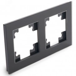 Рамка двухместная горизонтальная, серия Катрин, черный, Stekker Рамка двухместная горизонтальная, серия Катрин, черный, Stekker