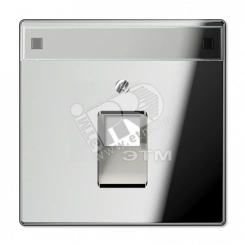 Крышка для ординарной телефонной и компютерной розетки UAE с полем для надписи  полированный хром