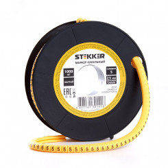 Кабель-маркер 5 для провода сеч.4мм, желтый (500шт в упак) Stekker