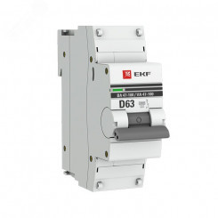 Автоматический выключатель ВА 47-100 1P 63А (D) 10kA EKF PROxima