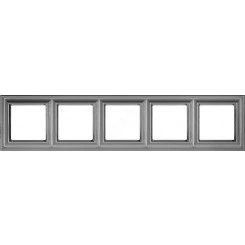 Рамка 5-местная для вертикальной и горизонтальной установки. Серия- Eco DECO. Материал- термопласт. Цвет- алюминий (крашеный)