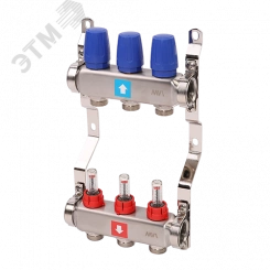 Коллекторная группа с расходомерами 1' х 3 выхода 3/4' НР евроконус