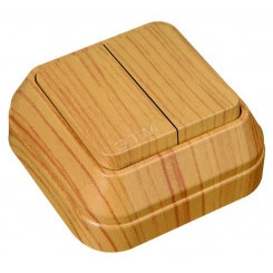 Выключатель двухклавишный наружный дуб Выключатель двухклавишный наружный дуб