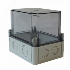 Коробка приборная КР2801-621 АБС-пластик,светло-серый цвет корпуса,высокая крышка,прозрачная,пластина МП1