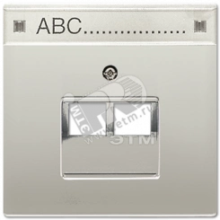 Крышка для сдвоенной телефонной и компютерной розетки  UAE с полем для надписи  благородная сталь