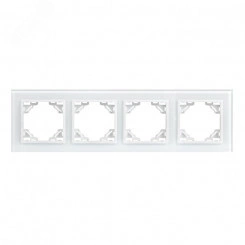 Минск Рамка 4-местная стеклянная белая EKF Basic