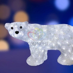 Фигура профессиональная светодиодная акриловая мишка с красной ленточкой 60см 2х44 понижающий трансформатор в комплекте