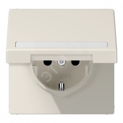 Розетка SCHUKO 220В 16А с откидной крышкой и полем для надписи Розетка SCHUKO 220В 16А с откидной крышкой и полем для надписи