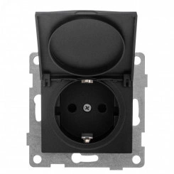 Bravo Розетка одинарная, с боковым заземляющим контактом. с защитой от проникновения и крышкой, скрытая установка, 16А, 250В. жемчуг Bravo Розетка одинарная, с боковым заземляющим контактом. с защитой от проникновения и крышкой, скрытая установка, 16А, 250В. жемчуг