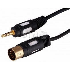 Шнур DIN 5 Pin - Stereo 3,5 мм, длина 1,5 метра (GOLD)