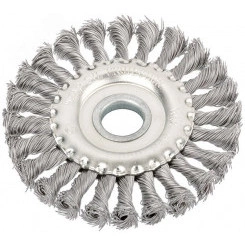 Кордщетка-колесо, посадочный диаметр 22.2 мм, витая проволока, нержавеющая сталь, Профи 125 мм