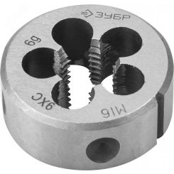 Плашка М16x2.0мм, сталь 9ХС, круглая ручная Плашка М16x2.0мм, сталь 9ХС, круглая ручная