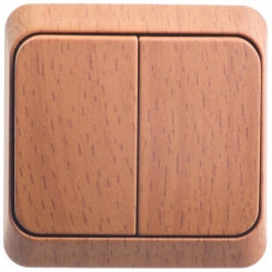 ЭТЮД Выключатель двухклавишный наружный с подсветкой Бук ЭТЮД Выключатель двухклавишный наружный с подсветкой Бук