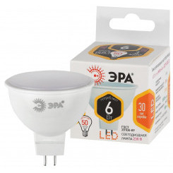 Лампа светодиодная LED MR16-6W-827-GU5.3 (диод, софит, 6Вт, тепл, GU5.3) ЭРА, (10/100/4000) ЭРА