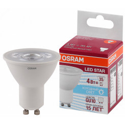 Лампа светодиодная LED 4Вт GU10 4000К 265лм 230V CL PAR16 (замена 35Вт) OSRAM LS