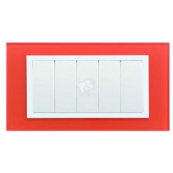 Рамка с суппортом на 5 узких модулей, S82C, оранжевый - белый (стекло)