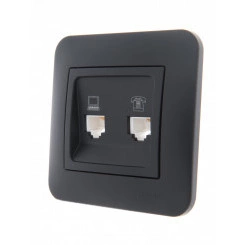 KARINA Розетка компьютер+телефон чёрный бархат (10шт/120шт) KARINA Розетка компьютер+телефон чёрный бархат (10шт/120шт)