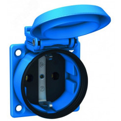 Приборная розетка SCHUKOplus термопласт, фланец, IP54 16A 2P+E 250V, синий