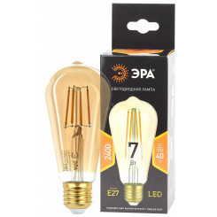 Лампа светодиодная филаментная F-LED ST64-7W-824-E27 gold (филамент, зол, 7Вт, тепл, E27) (20/960) ЭРА