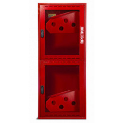 Шкаф пожарный навесной с окном ПРЕСТИЖ 540х1280х300 красный с двумя кассетами