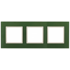 Рамка на 3 поста, стекло, Эра Elegance, зелёный+сл.кость, 14-5103-27